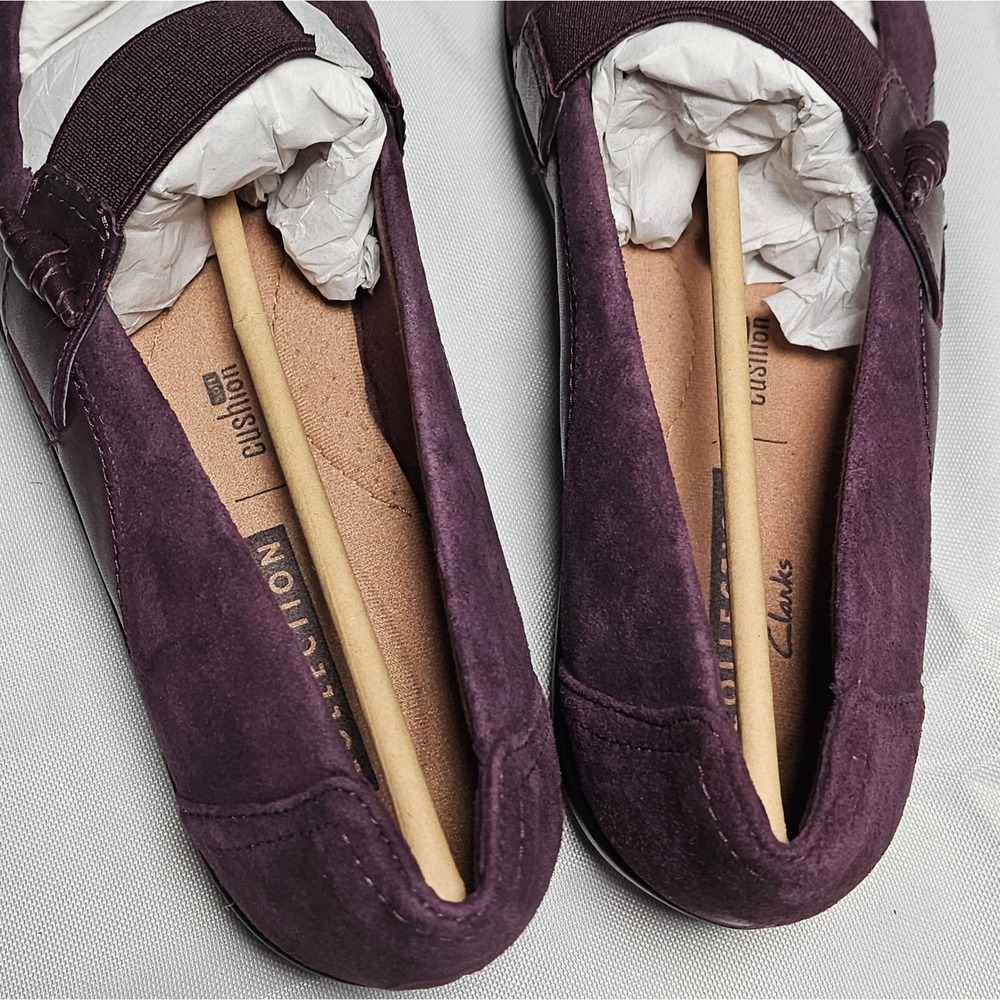 Clarks Medora Frost Aubergine Suede Mary Jane Flats Shoes Women US 7.5 M - Picture 5 of 9